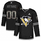 Customized Men's Penguins Any Name & Number Black Shadow Logo Print Adidas Jersey